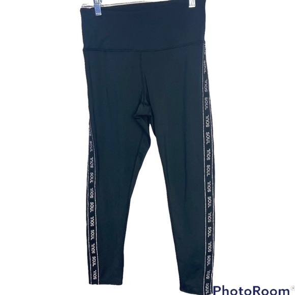 SoulCycle Lurex Core Shine Side Logo Stripe 7/8 High Waist Black Leggings - Picture 5 of 10